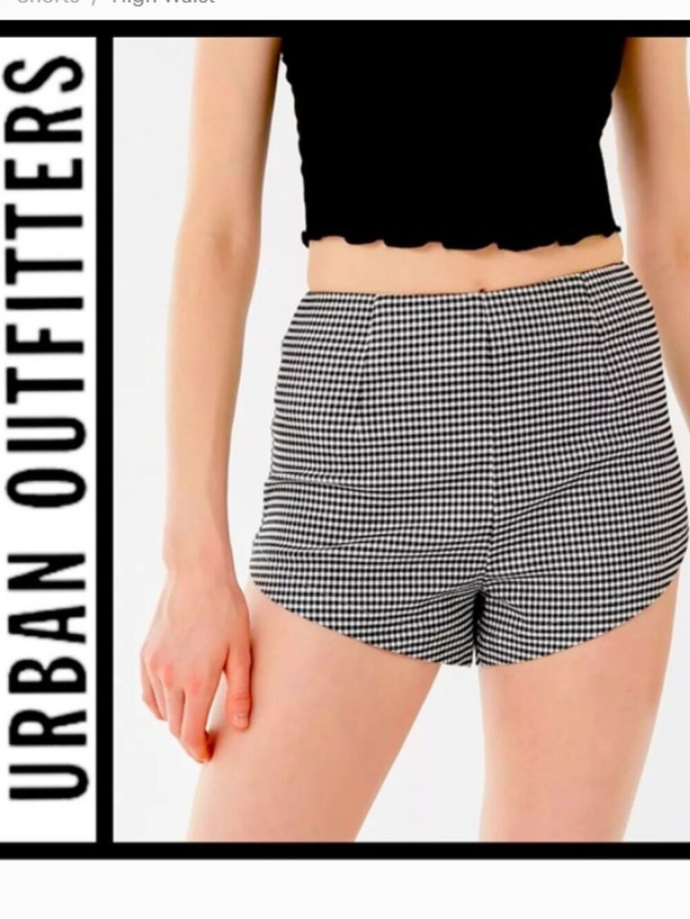 🏁Urban Outfitters-Black and white gingham print-High-waisted shorts-Size 2